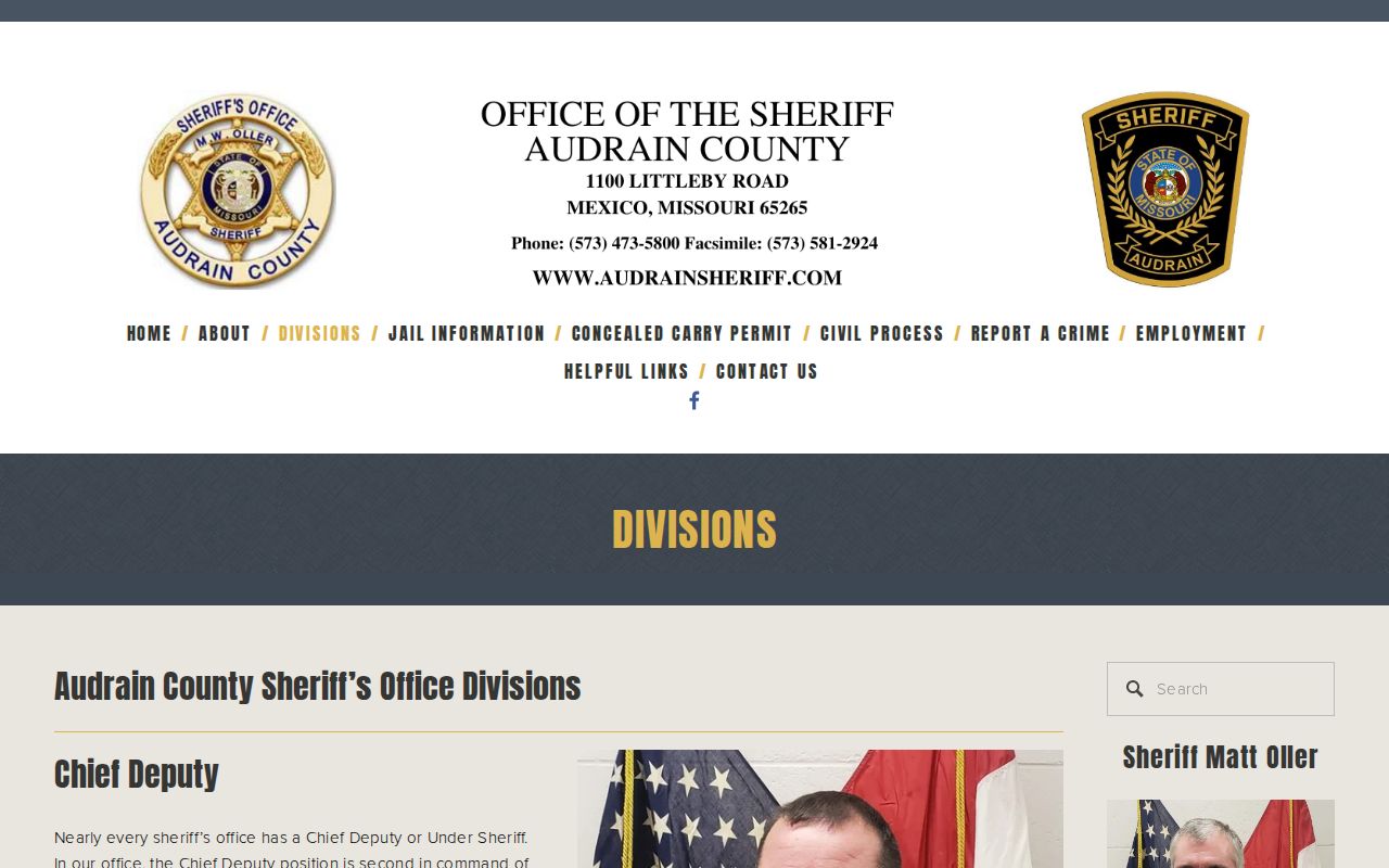 Audrain County Sheriff Jail Division arrest booking information