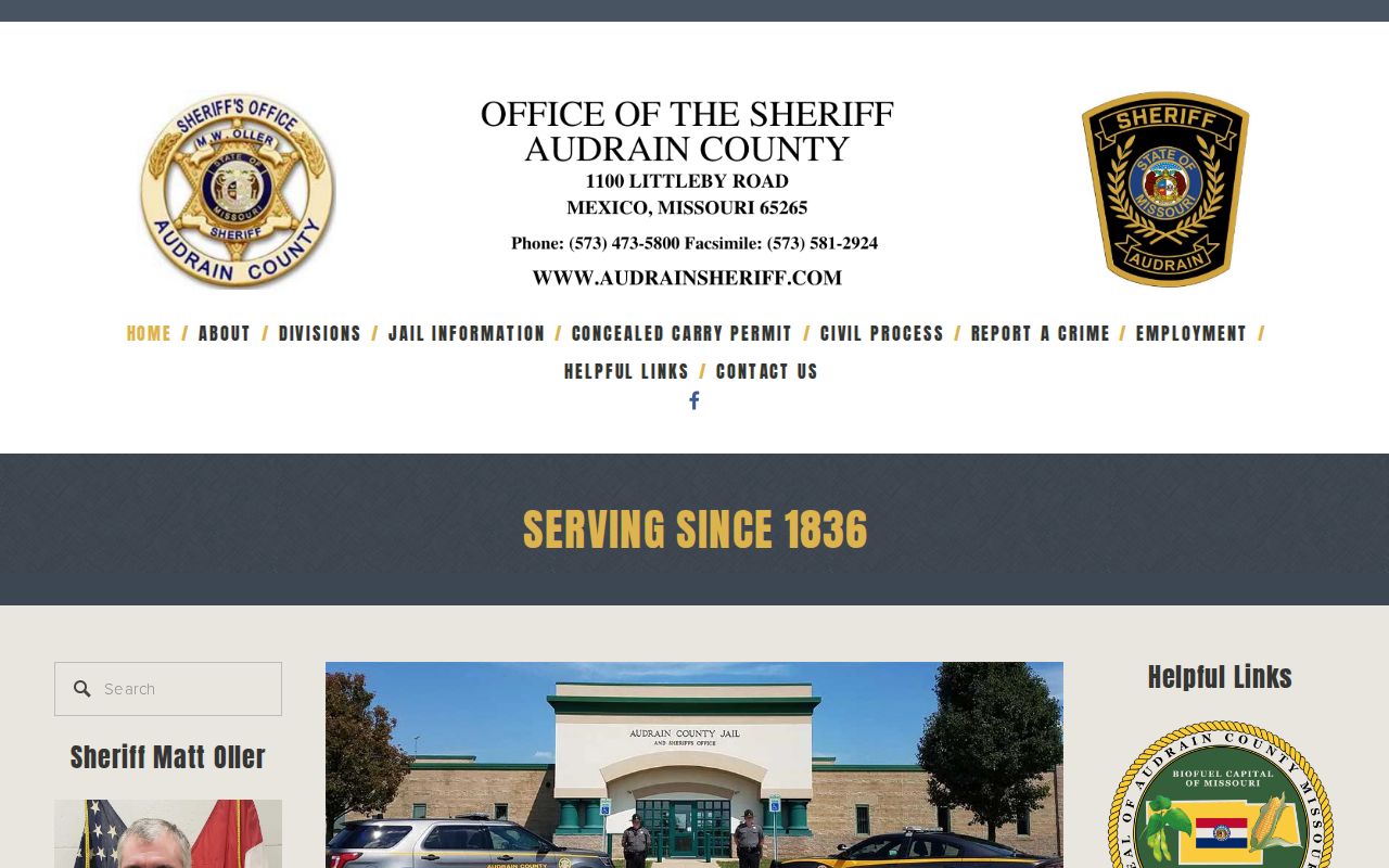 Audrain County Sheriff navigation for daily arrest records