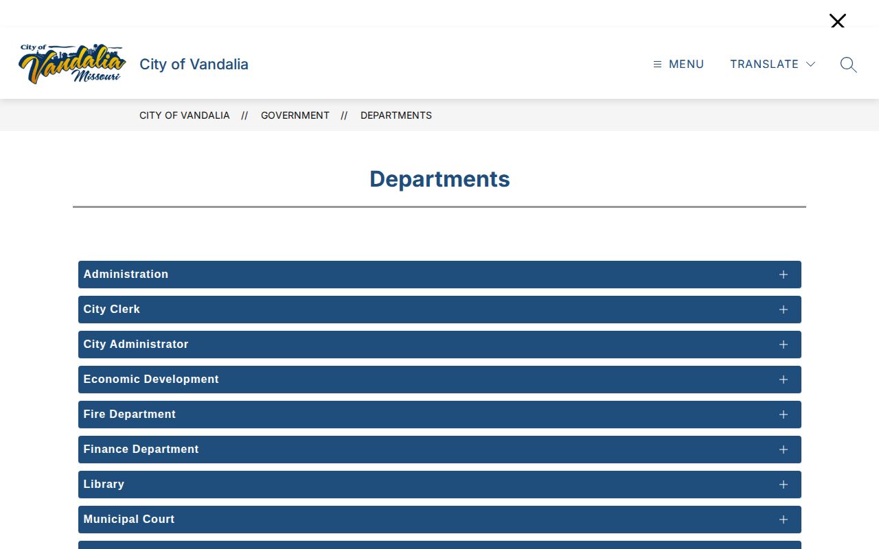 Official City of Vandalia departments and Police Department service page